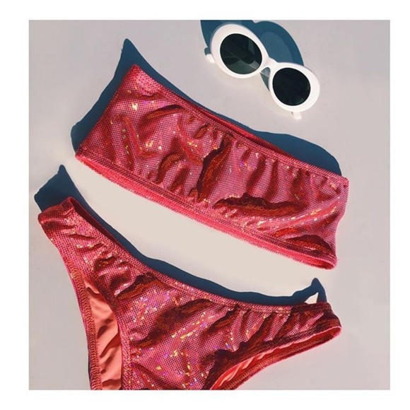 Candy Pink Metallic Bikini Set - Picture 2 of 6